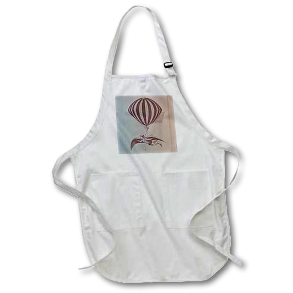 3dRose PS Vintage Full Length Apron with Pockets 22w x 30l Vintage Man with wings Hot Air Balloon apr_123713_1 